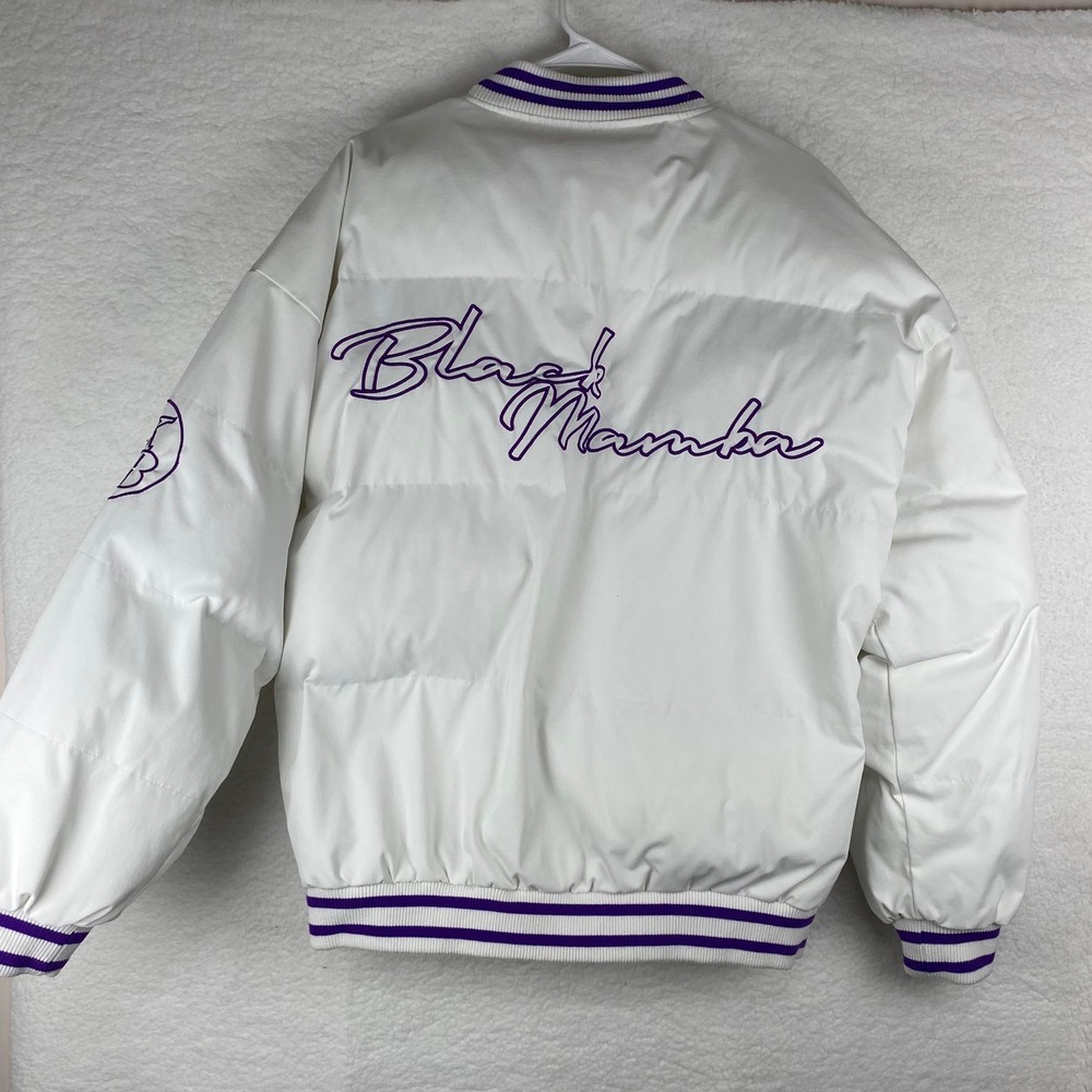 Skate Park Los Angeles Black Mamba Puffer Varsity Jacket White Purple Mens Large - Picture 3 of 11